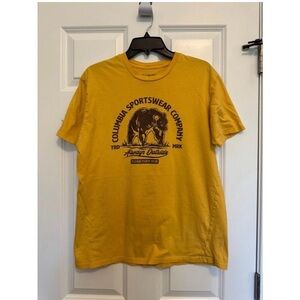 Columbia Bear Graphic T Shirt Always Outside Yellow Mens Large
